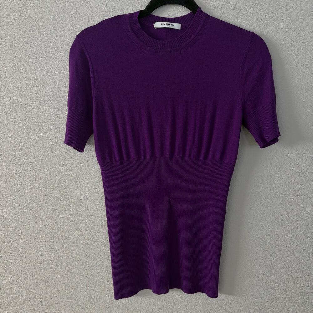 Givenchy Purple 100% Wool Short Sleeve Knit Sweater (M)
